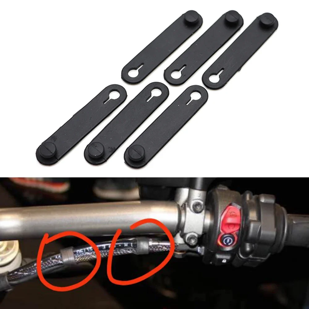 6pcs Universal Motorbike Bike Black Throttle Cable/Clutch Cable Tension Strap For BMW Ducati Scooter Offroad Cafe Racer