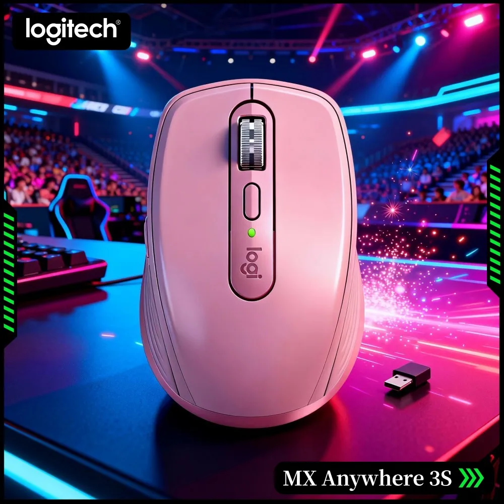 Ergonomic MX Anywhere 3S - 8K DPI Tracking, 3-Device Bluetooth, Silent Click, Perfect For Stream Lecture & Home Work