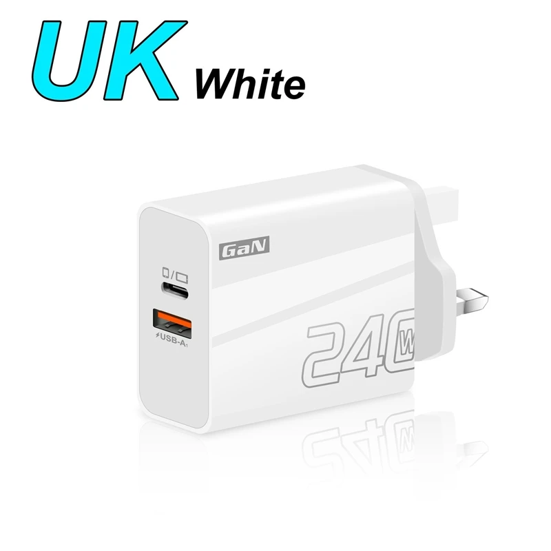 240W Fast Charger Double Ports USB Type-C Quick Charging Head QC3.0 Wall Charger Adapter EU/US/UK Plug For iPhone Samsung New - náhled 5