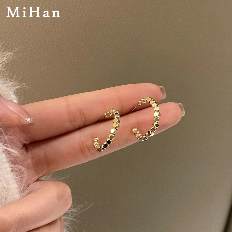 

Mihan 925 Silver Needle Fashion Jewelry Simply Hoop Earrings Popular Hot Selling Gold Color Bead Earrings For Women Gifts