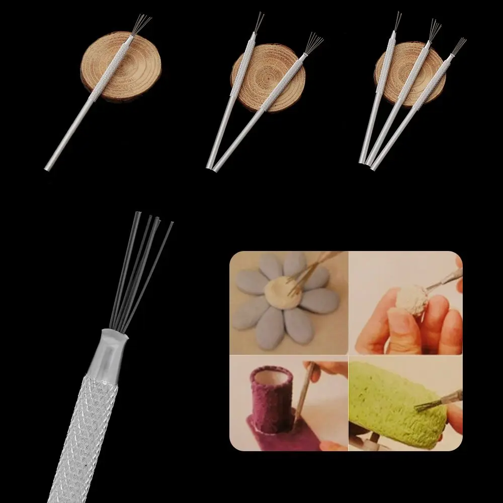 1/2/3pcs New Modeling Clay DIY 7 Pins Pottery Texture Brush Sculpting Ceramics Tool