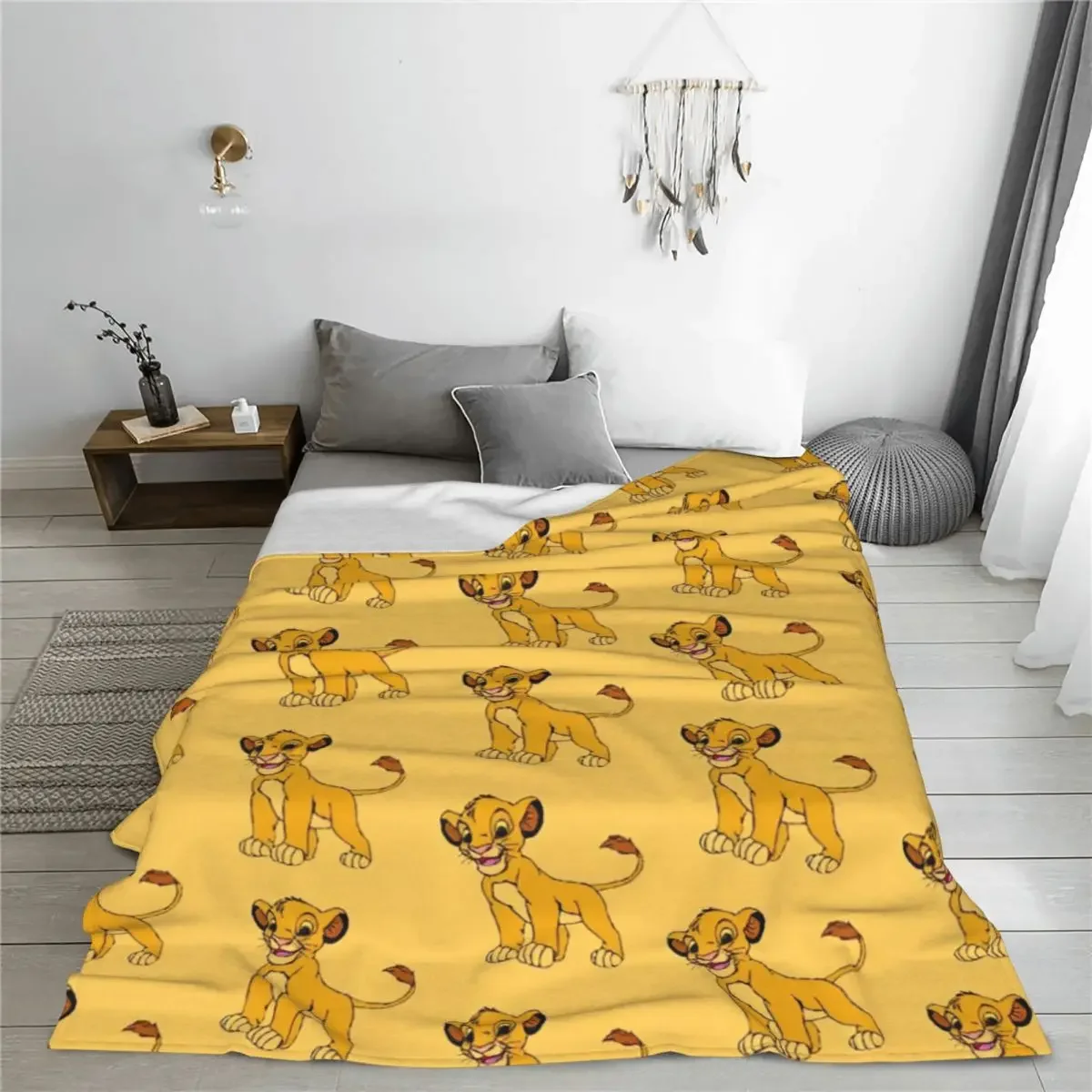 Lion King Simba Cartoon Blanket Cover Flannel Cute Super Soft Throw Blankets for Bedding Couch Bedroom Quilt