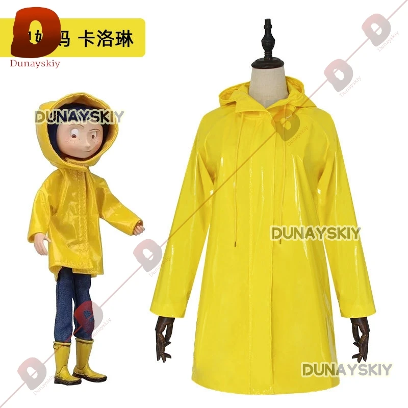 ภาพยนตร์การ์ตูน Coraline the Secret ประตูคอสเพลย์เครื่องแต่งกาย Coralin Wybie Lovat Hoodie เสื้อแจ็คเก็ตฮาโลวีนชุดเสื้อกันฝนของขวัญ