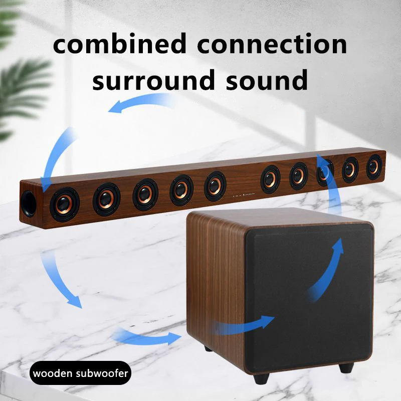 

D90+ subwoofer TV echo wall strip sound bar audio fiber optic coaxial card bluetooth speaker