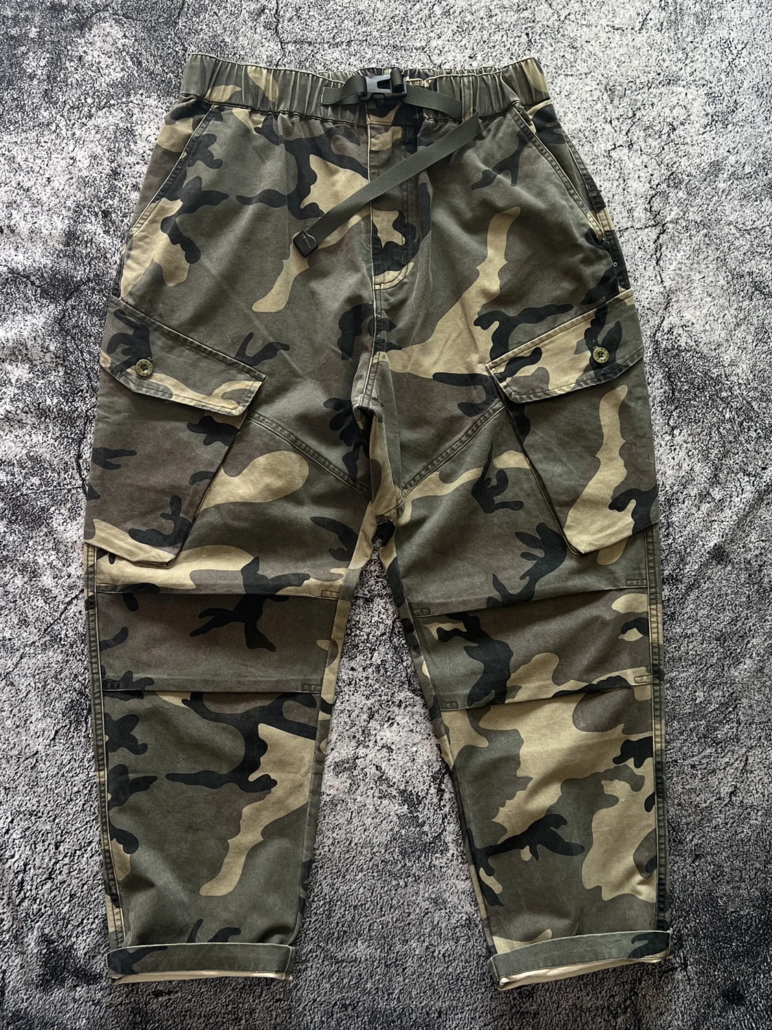 

American Retro Heavyweight Cotton Workwear Pants with kets Loose Straight Leg Camouflage Trousers for Men Casual Autumn Wi...