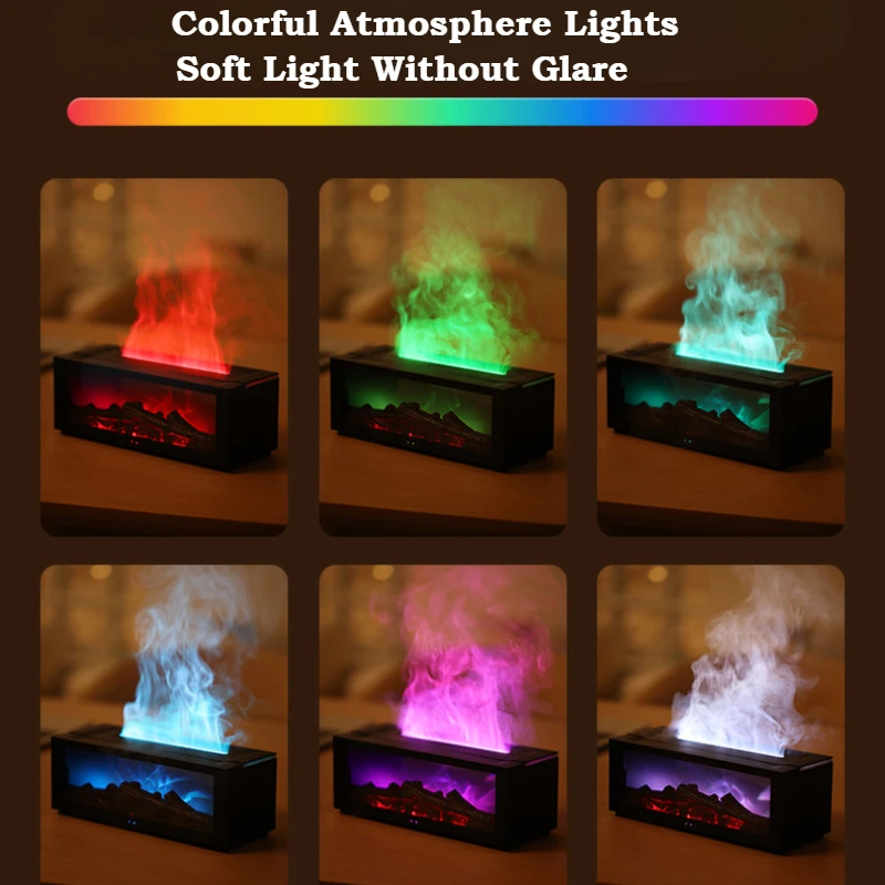 Aromatherapy Diffusers For Home Retro Fireplace Flame Aroma Diffuser Machine 150ML Mini Air Humidifier Essential Oil Diffuser