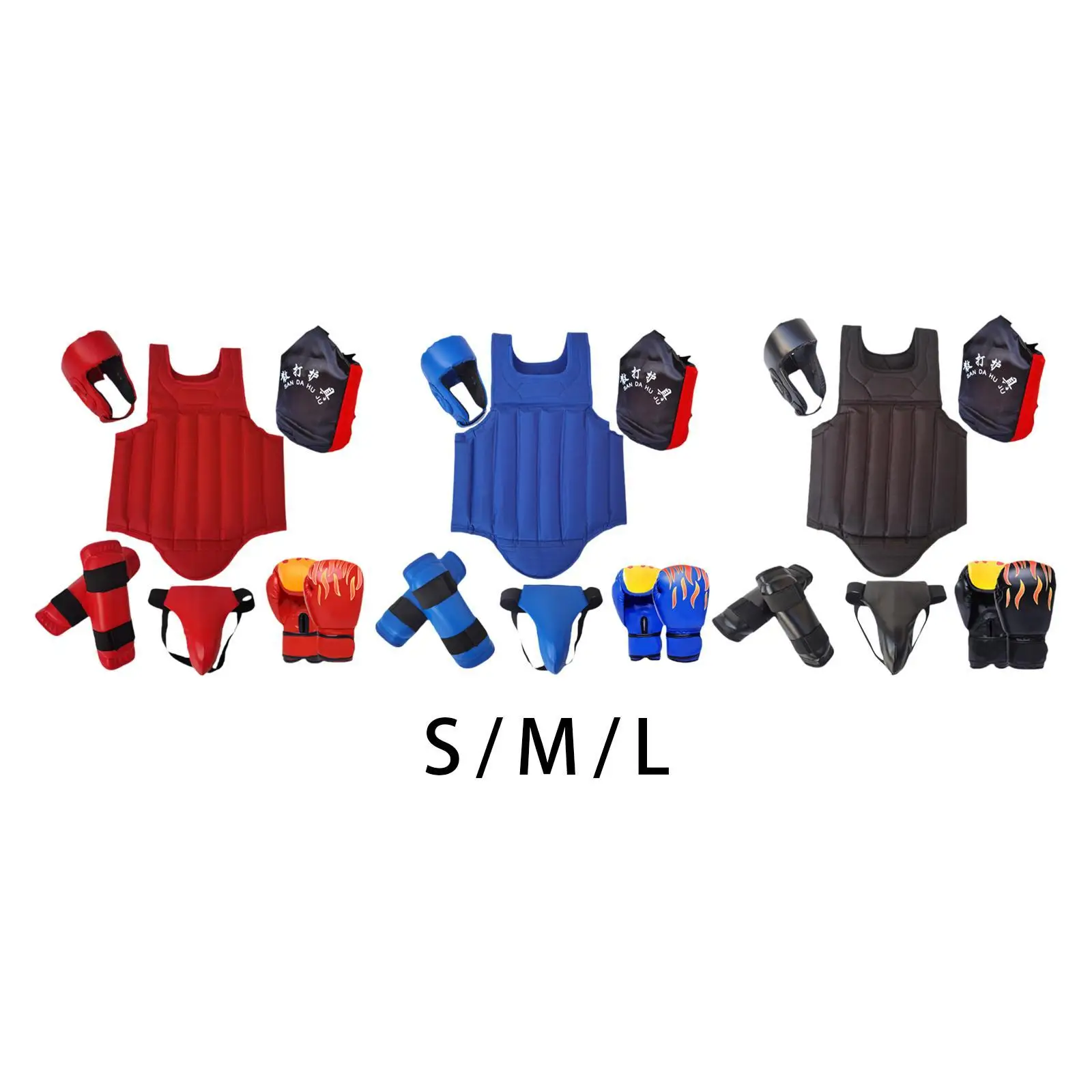 Conjunto de equipamentos Sanda com luvas de boxe para treinamento esportivo Taekwondo artes marciais