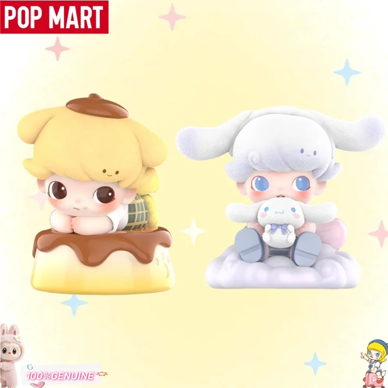 

New POPMART Dimoo World × Pompompurin & Cinnamoroll Figure Blind Box Desktop Decor Official Cute Collectible Birthday Girl Gift
