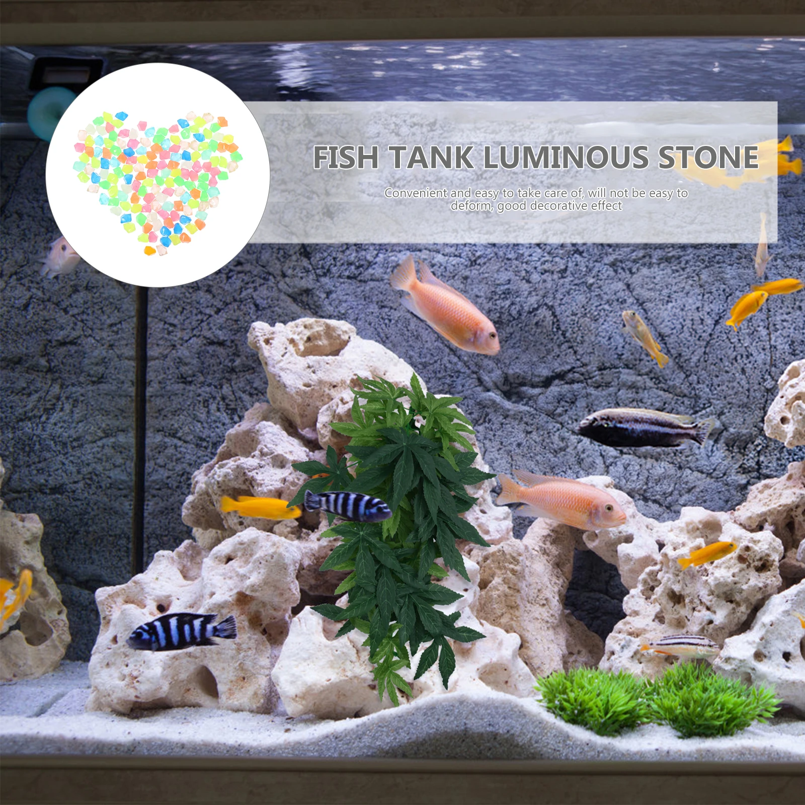 

200 Pcs Luminous Stone Fish Tank Resin Landscaping Rocks Delicate Aquarium Portable