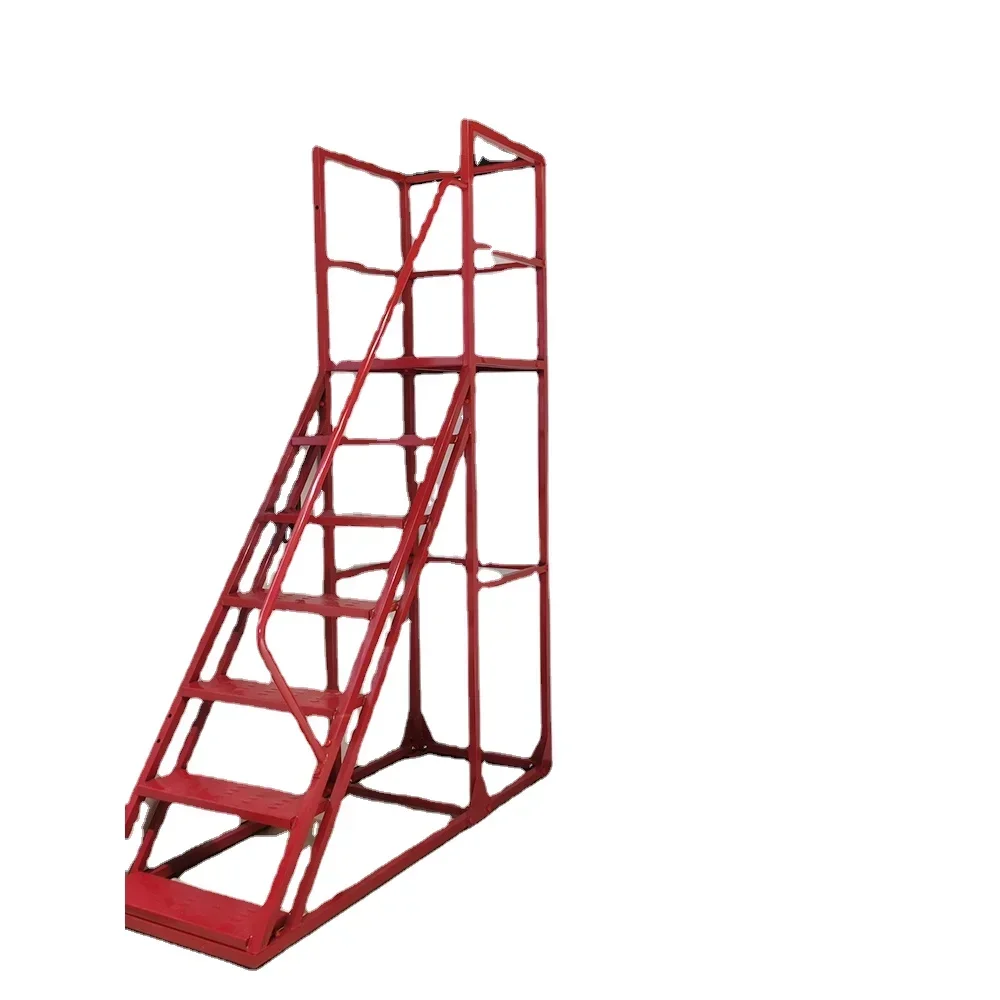 Indoor platform with handrails on the attic stairs assembled mobile climbing ladder warehouse moving goods climbing ladder