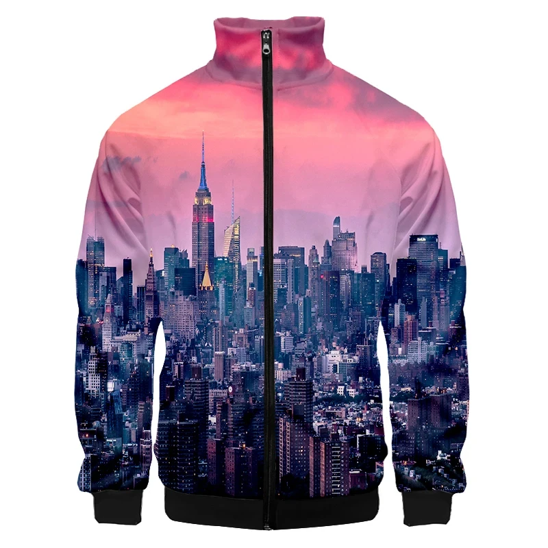 

Hawaiian 3d Printed Jacket Men's Street Cool Scenery Long Sleeves Coat Personality Tops Oversized Zipper Jackets Male Clothes