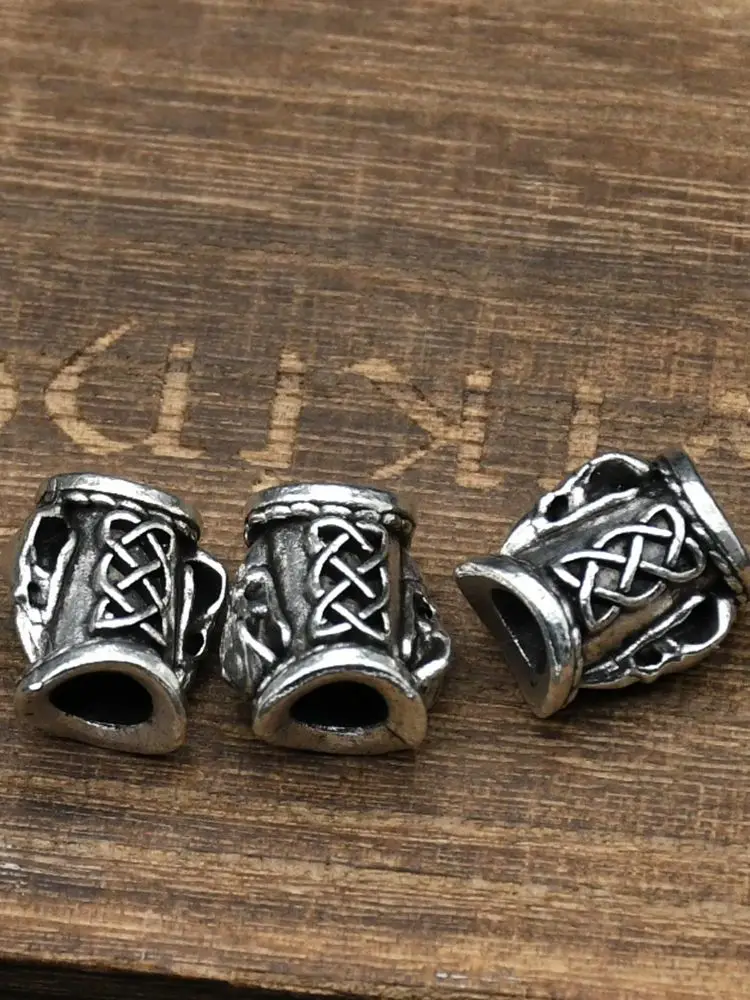 Odin corbeau crâne barbe perle Viking Rune cheveux barbe Valknut végétarien boussole flocon de neige trinité breloques pour barbes Rune Bracelet bricolage