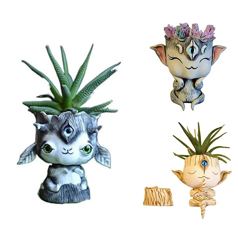 

Cute Resin Succulent Flowerpots, Succulent Flower Pot, Outdoor And Indoor Funny Courtyard Art Garden Decorations C