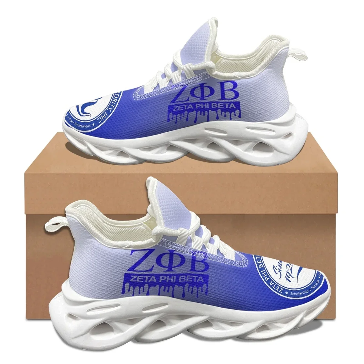 Zeta Phi Beta Luxurious Design Trend Lace-Up Sneakers Sorority Gifts Non-Slip Soft Sole Custom Shoes Lightweight Flats Shoes