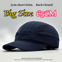 Big Size 65cm Waterproof Quick Drying Thin Baseball Cap Men 5cm Short Brim Back Closed Casual Versatile Embroidery Sun Hat Women