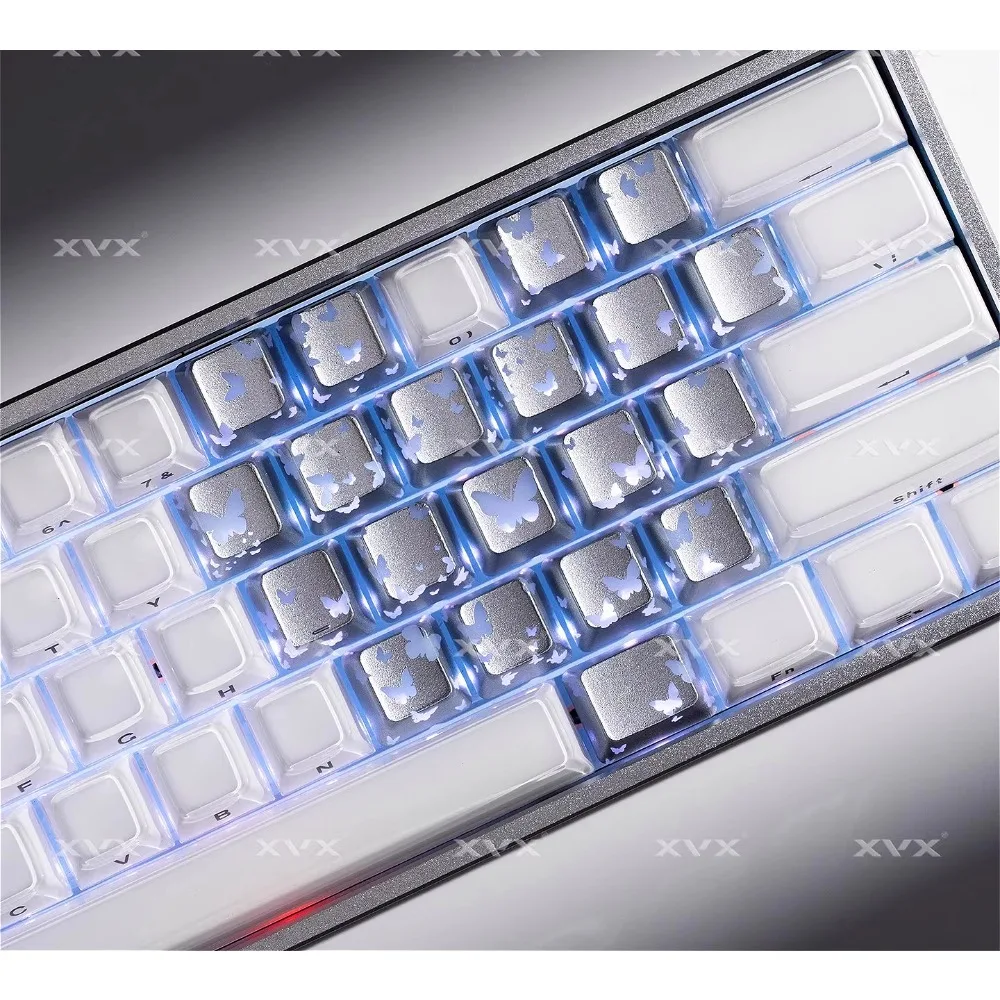 Magnetic Switch Keycaps Pink Butterfly Love IMDA Translucent for Wooting60 Gaming Mechanical Keyboard
