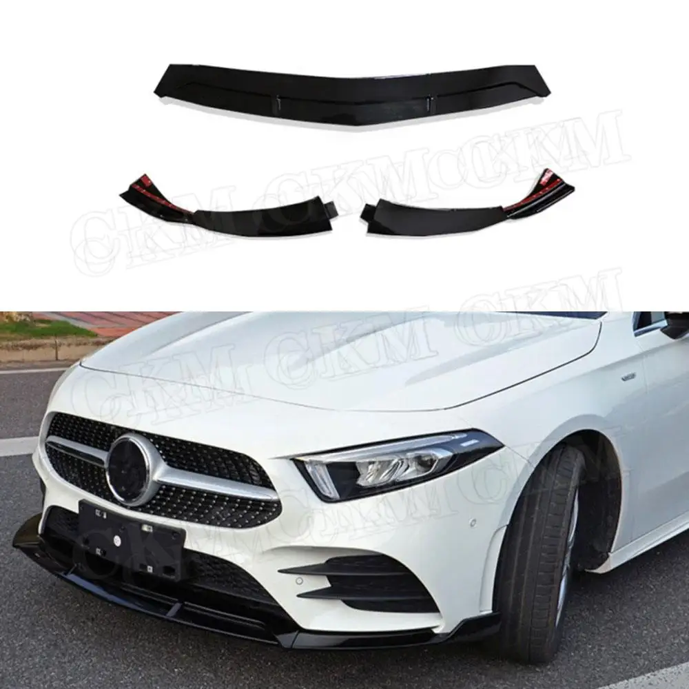 

For W177 ABS Head Bumper Chin Guard Front Lip Shovel Spoiler for Mercedes Benz A Class W177 Sport A45 AMG 2019 2020