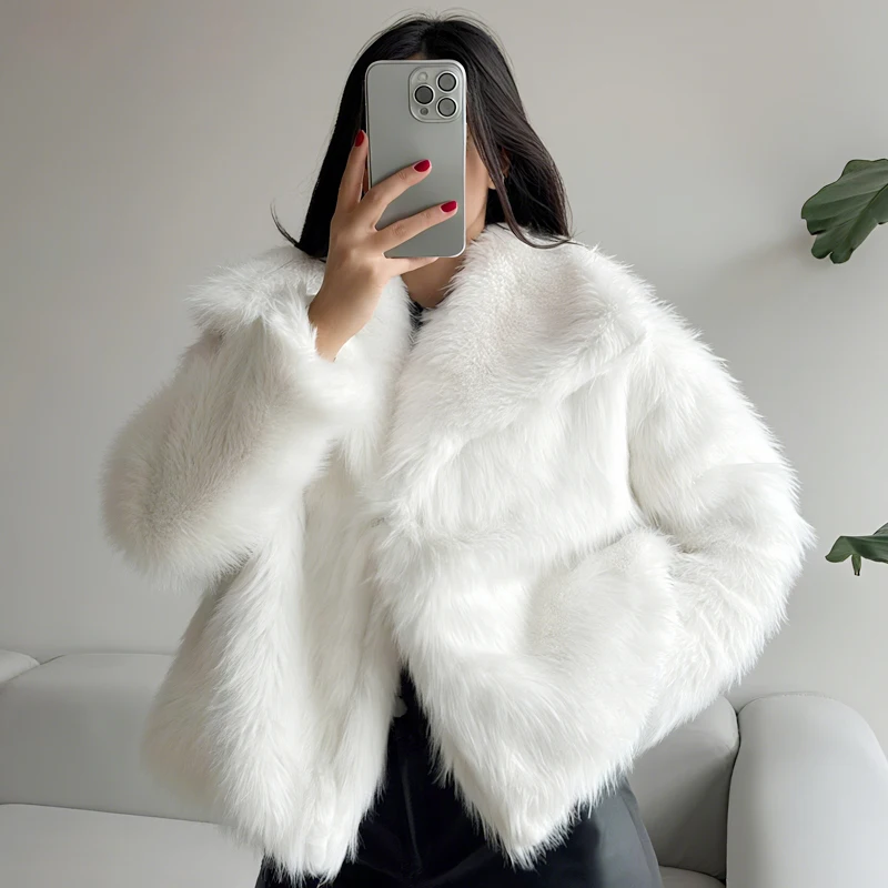 HXAO, chaquetas para mujer, abrigo corto esponjoso, chaqueta de piel de felpa, abrigo de Otoño Invierno para mujer, Tops de manga larga, prendas de vestir exteriores, chaquetas de moda