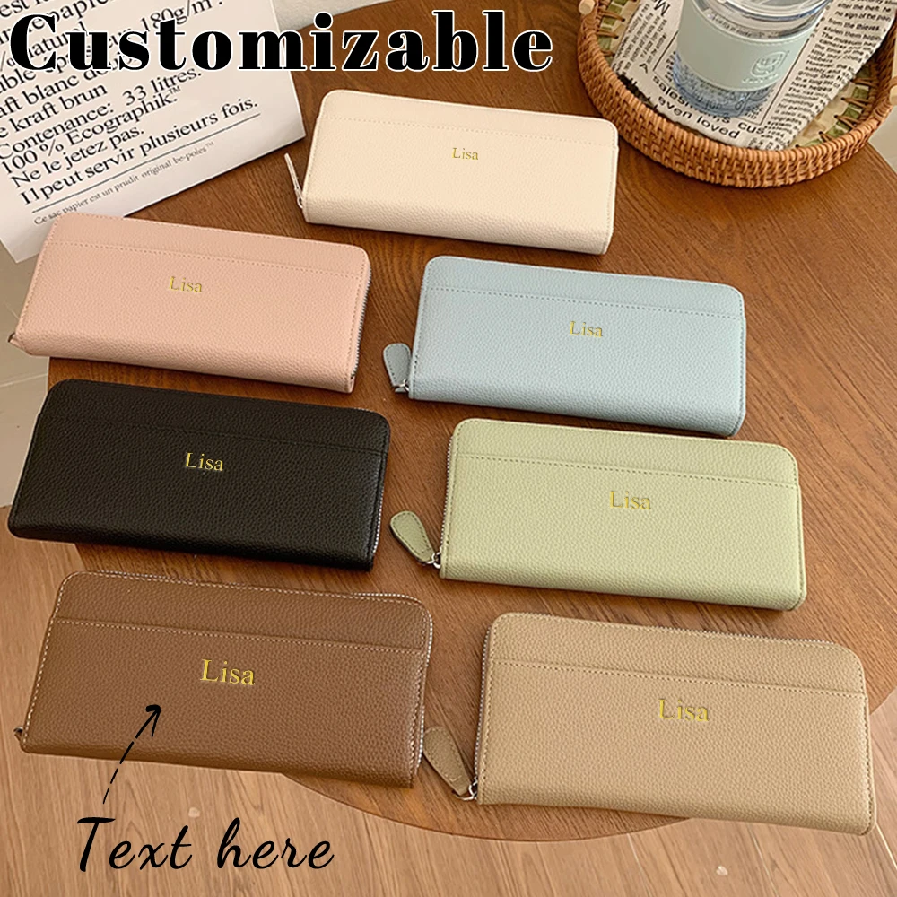 Customized name lady's wallet - women's style premium long purse for students, hand-held bag with high-end feel