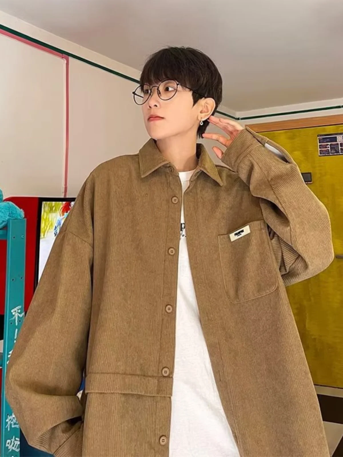 

Corduroy Long Sleeve Shirt Men's Spring Autumn 2023 New Style Casual Workwear Jacket Handsome Leisure Men's Fashion