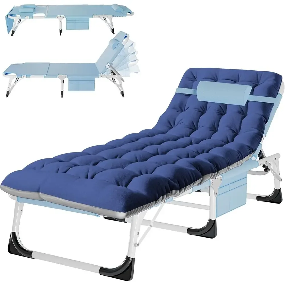 

4-in-1 Lounge Chair with Armrests and Armholes, Heavy-Duty Recliner with Cushion, No Assembly Needed for Poolside, Office Nap, a