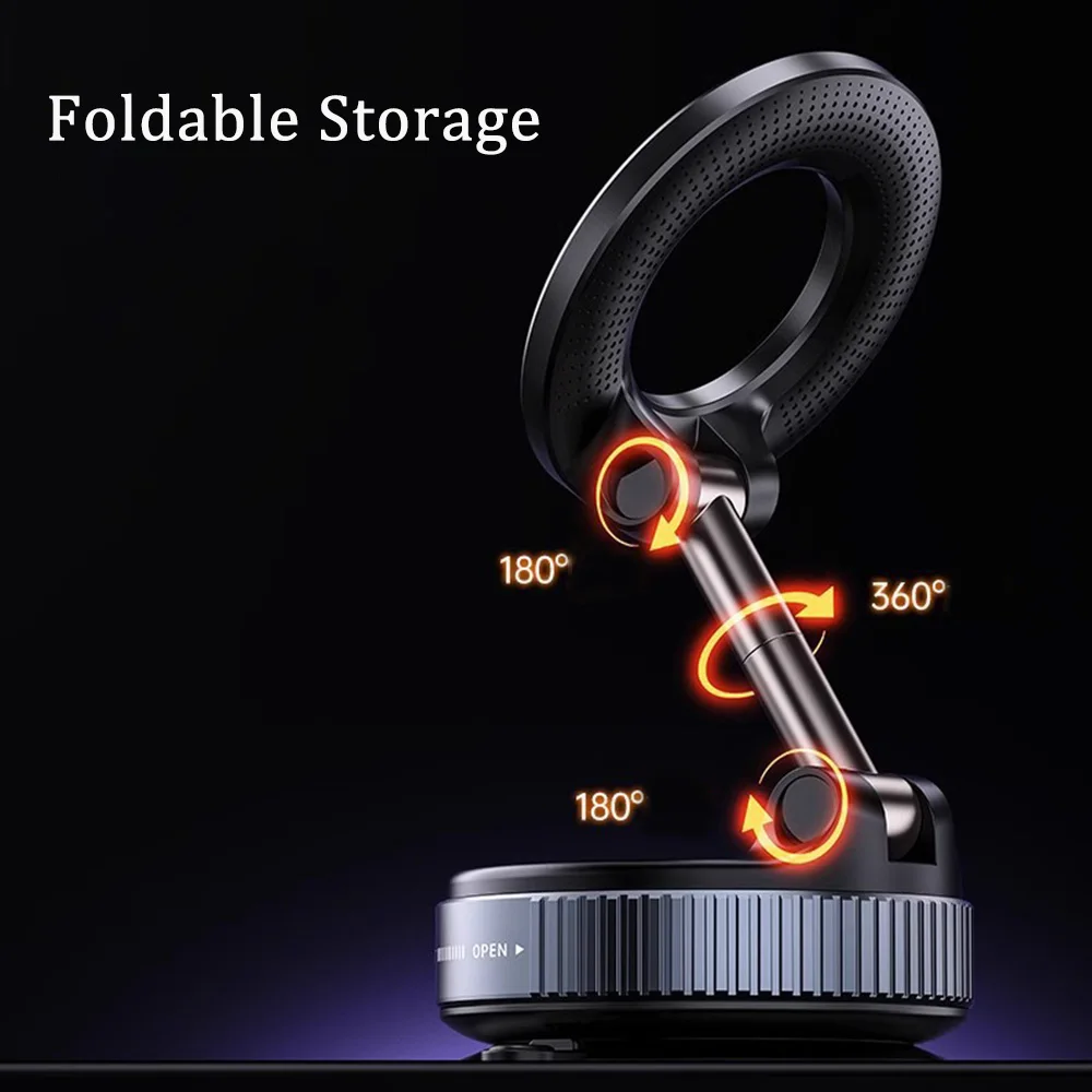 

Magnetic Foldable Car Phone Holder Vacuum Suction Stand Strong Adsorption 360° Rotation Car Holder For iPhone Samsung Xiaomi