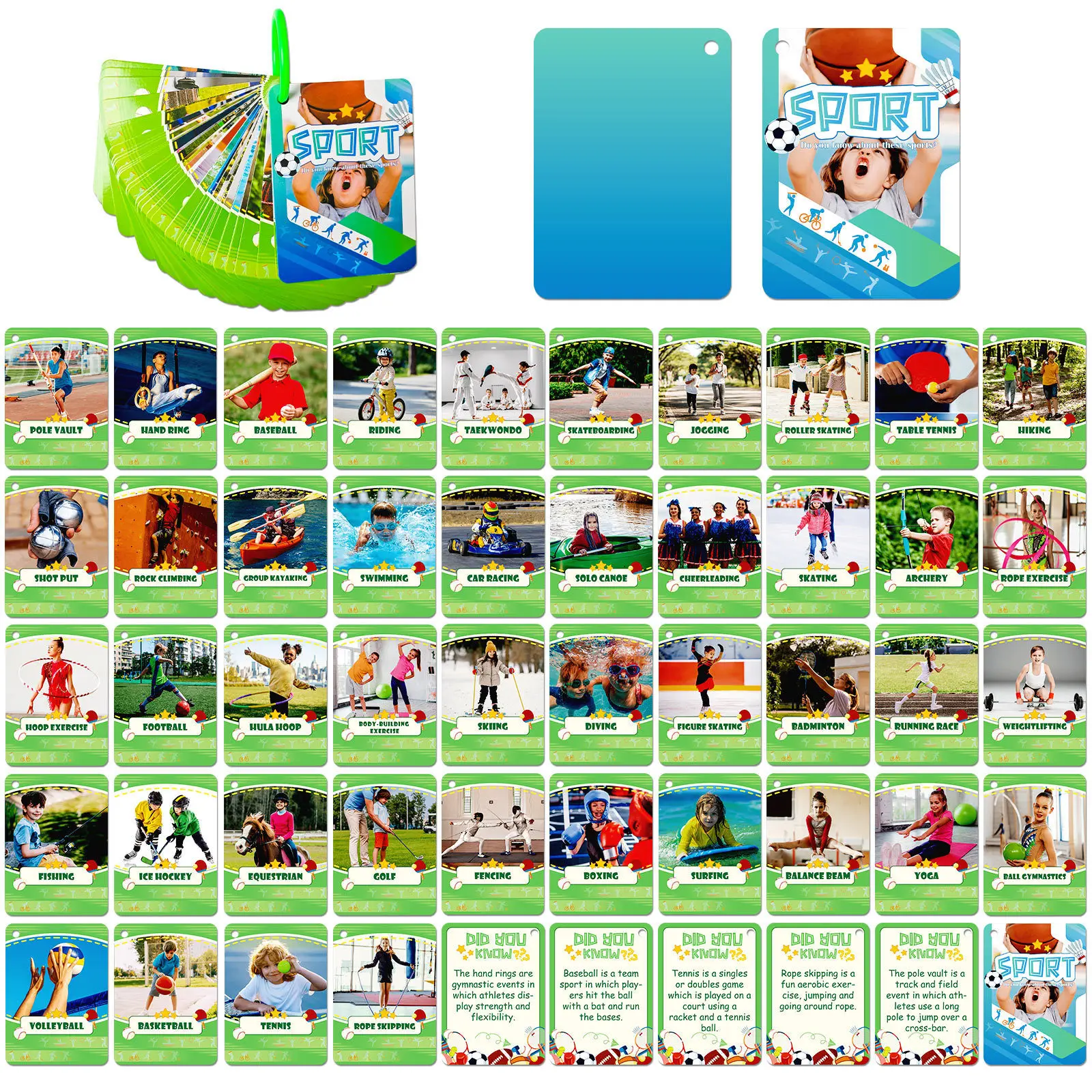 

45 Realistic Sports Cards Various Sports Intro New Enlightenment Parent Child Interactive Educational Fun Useful Engaging