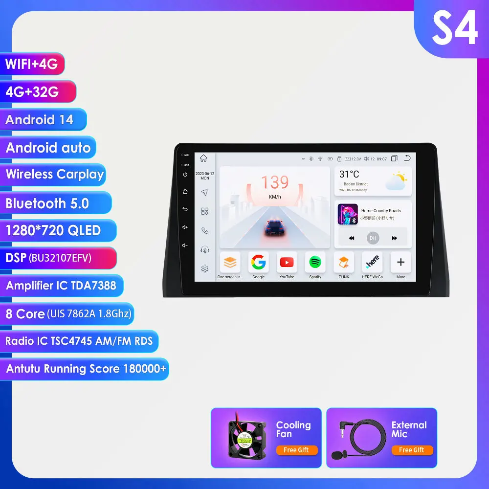 Hizpo 10.1“ Android 14 Head Unit Smart Monitor voor FIAT DOBLO 2021 - 2024 Autoradio Auto Multimedia Speler 2Din GPS DSP 360 Camera