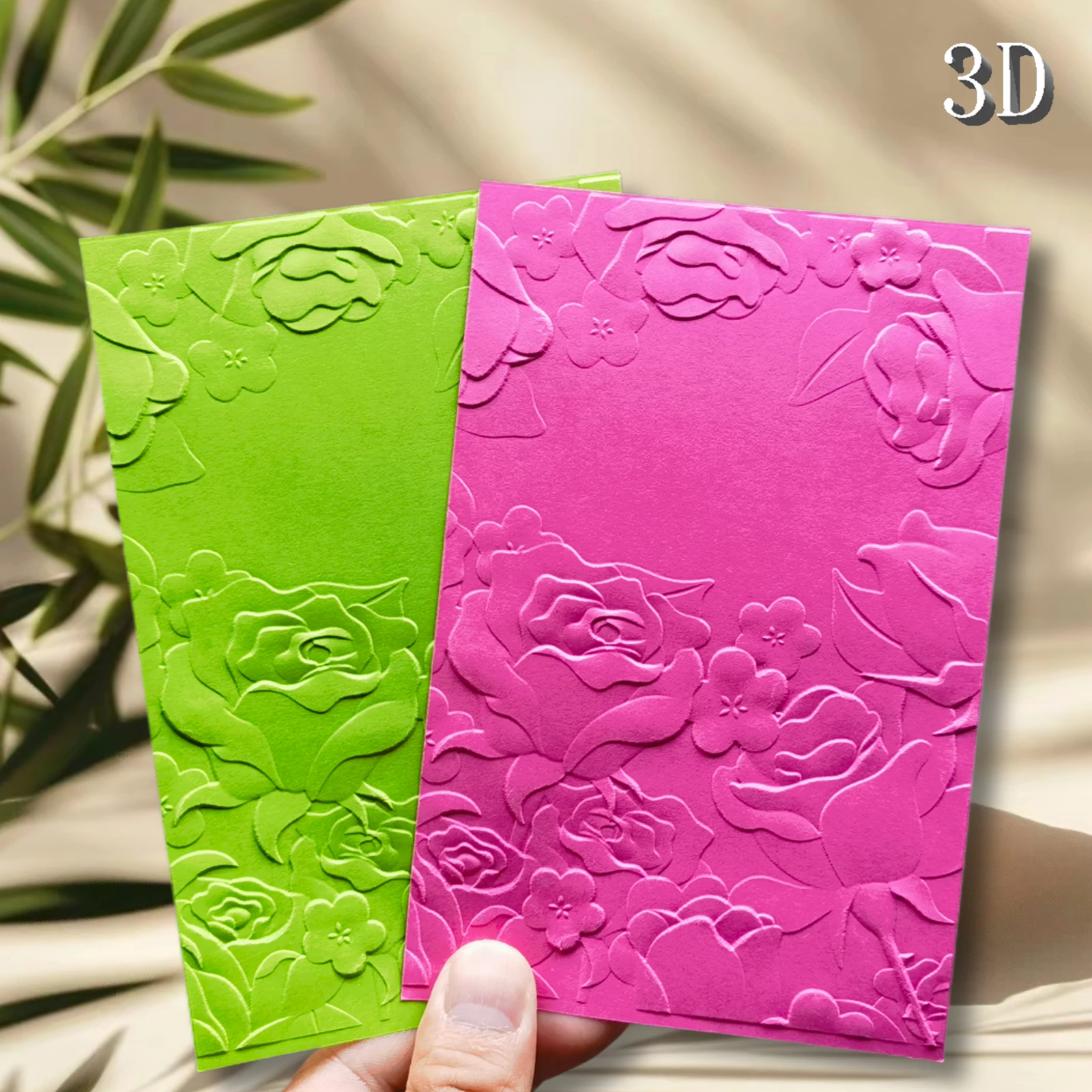 3D-geprägter Ordner – Elementdesign „Green Rose Lace in Time“ als Thema, langlebiger Kunststoff, DIY-Kunsthandwerk und Sammelalben, einfach zu