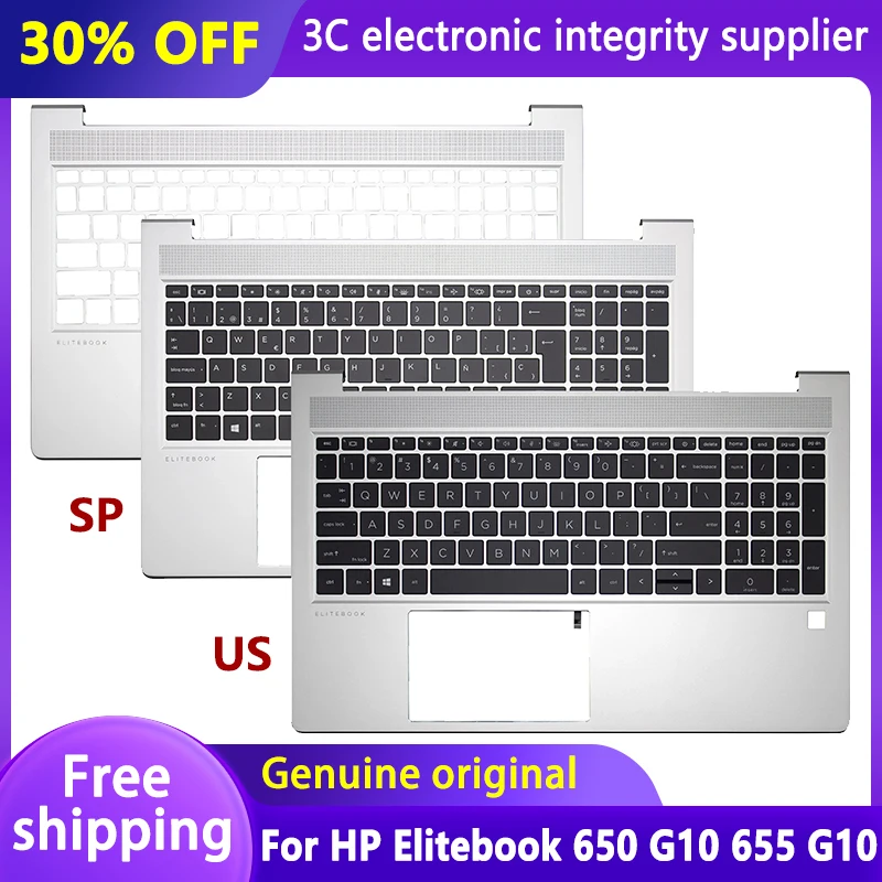 New Original US/SP Keyboard for HP Elitebook 650 G10 655 G10 Laptop Palmrest Upper Cover with Backlit Top Case Replacement Spain