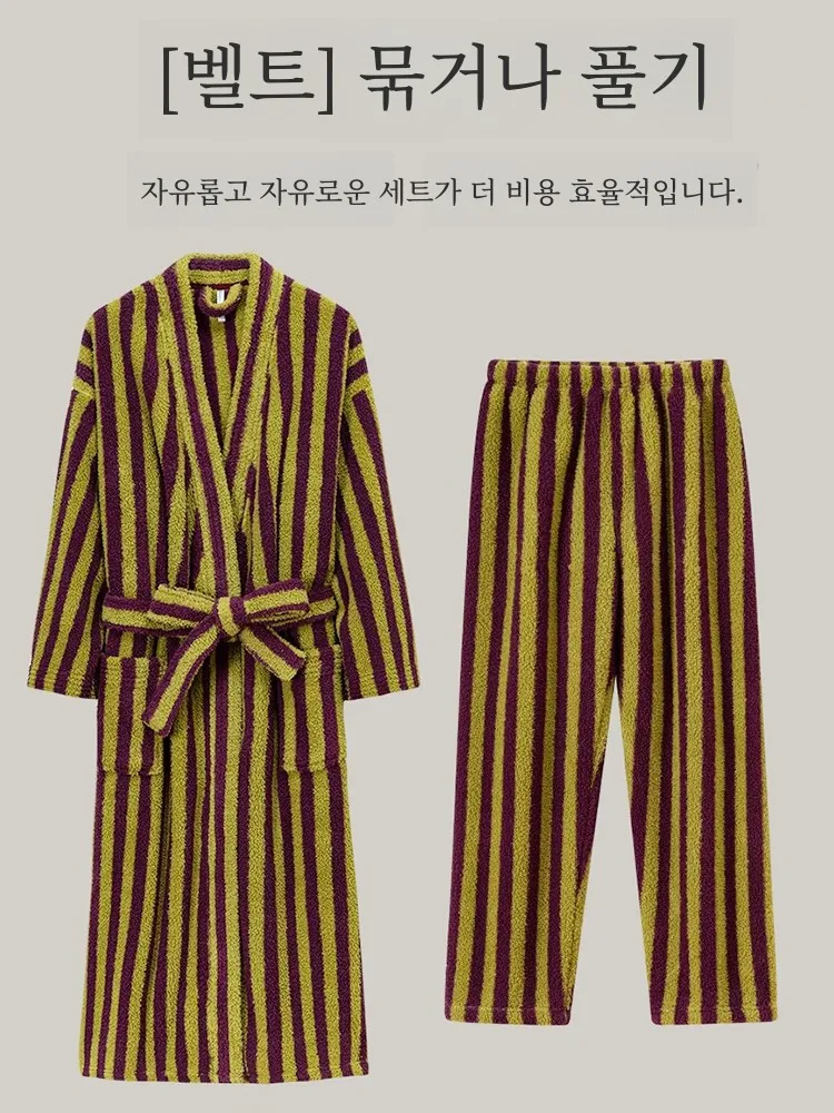 고급스러운 두꺼운 산호 플리스 커플 로브 롱 플란넬 모닝 가운 나이트웨어 홈웨어 편안한 청년용 폴리에스터 섬유 겨울용