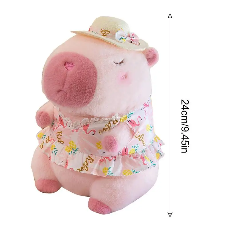 Brinquedos de pelúcia capivara recheados para brincadeiras, boneca dos desenhos animados macios, brinquedo animal para sofá, quarto infantil, carro, sala de estar, 24cm