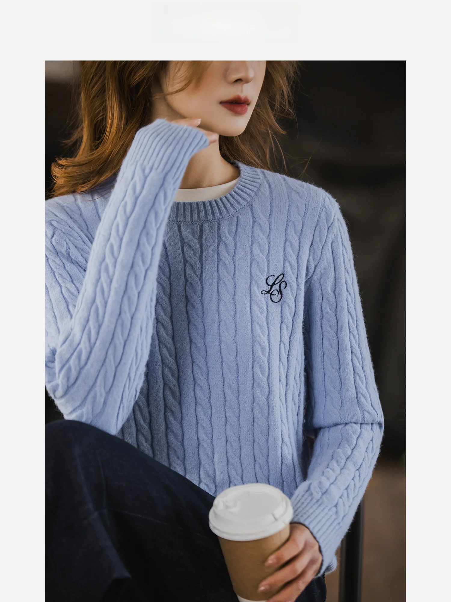 

Women's Retro Color Blo Embroidered Knitwear Spring 2026 New 3D Twist Flower Top Casual Sle Straight Tube Long Sve