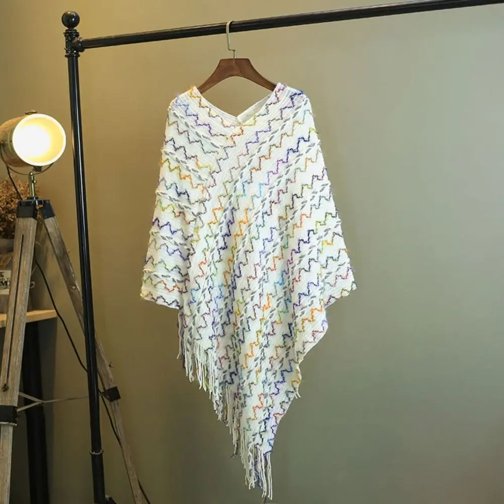 Trendy Ethnic Style Knitted Pullover Shawl Winter Warm Elegant Mongolian Poncho Coat Overlays Women Fashion