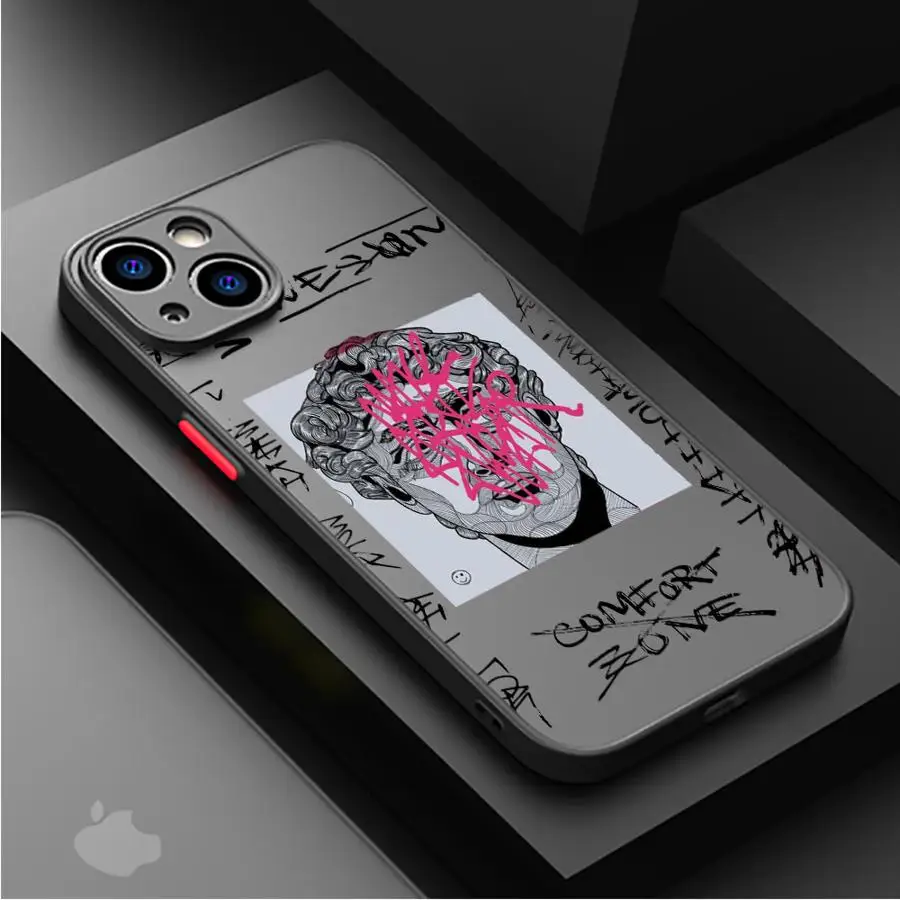 Graffiti Great Art Aesthetic David Phone Case for iPhone 14 15 16 Pro Max Plus 12 13 11 Pro Max SE 7 8 XR XS 12 Mini Matte Soft image 3