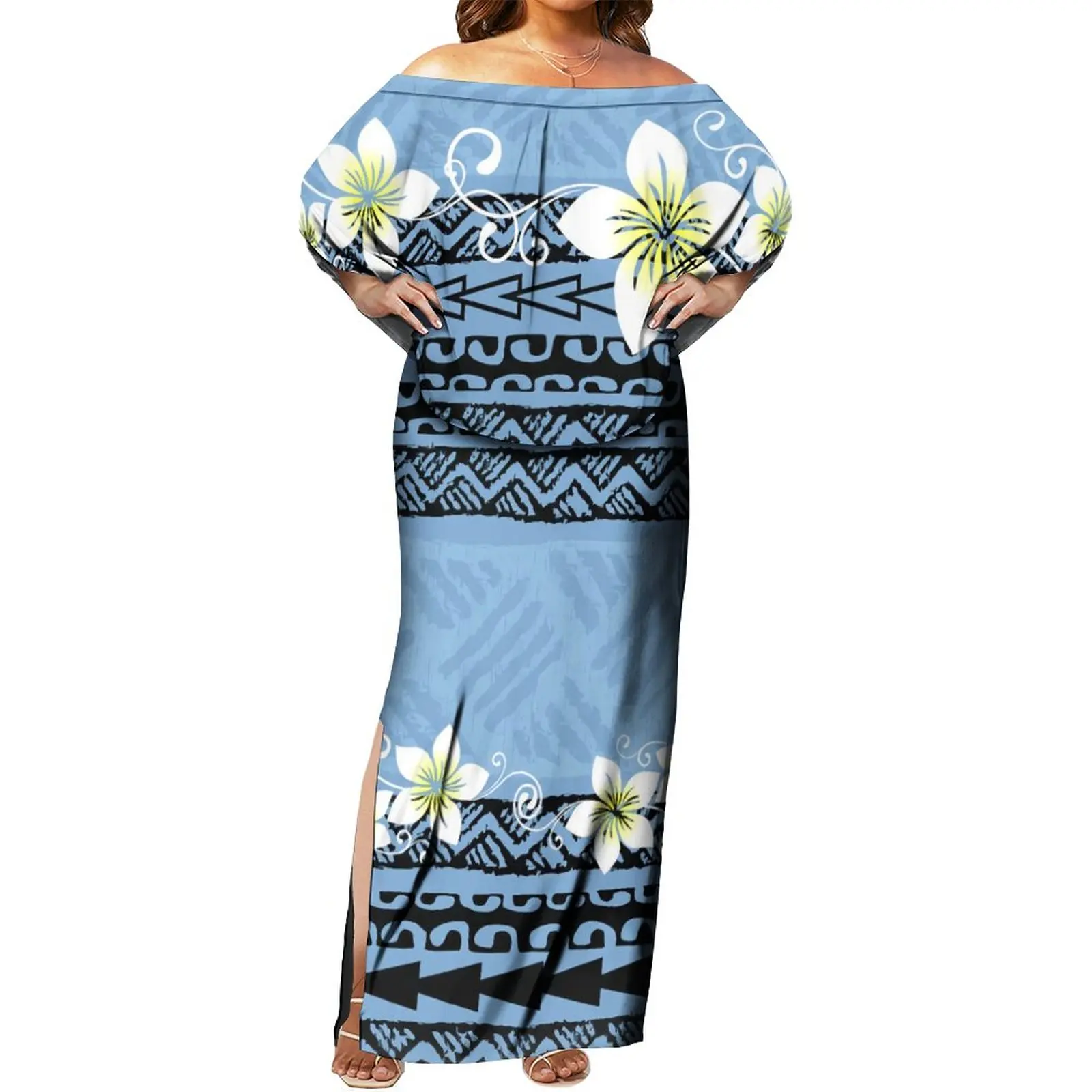 

Custom Women'S Cape Dress Samoan Dress Polynesian Tribe Design Print Casual Long Dress Free Shipping