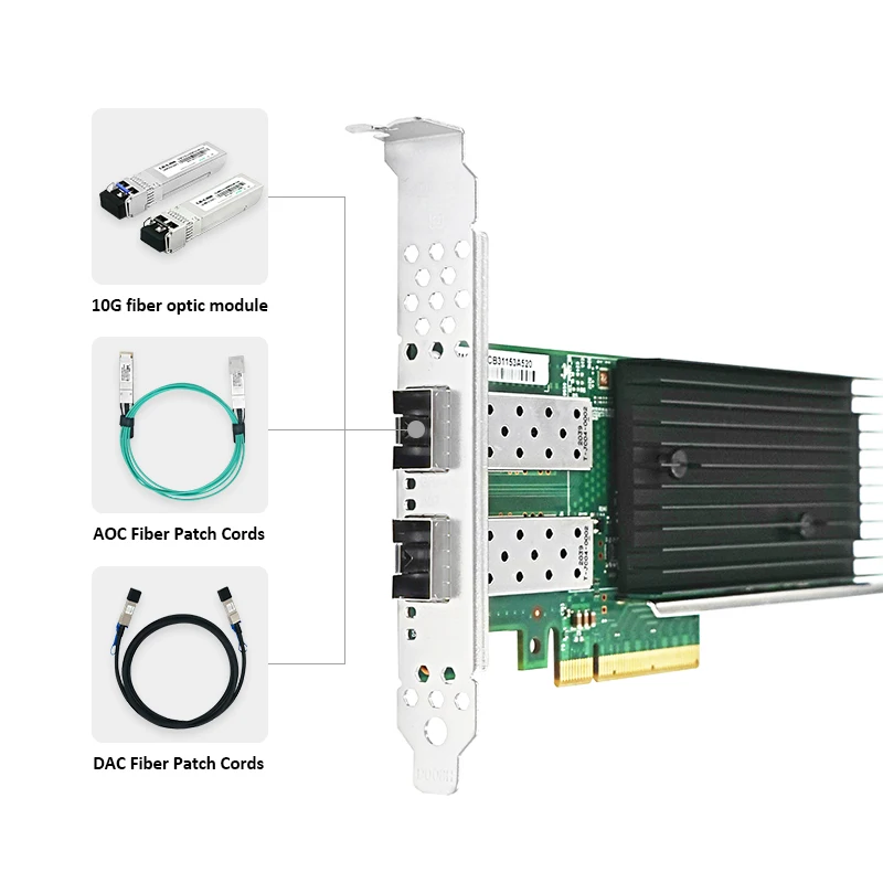 LR-LINK 1010PF-2SFP+ Dual-port 10 Gigabit Ethernet Network Card PCI Express Fiber Optical Server Adapter NIC Intel Chip Based