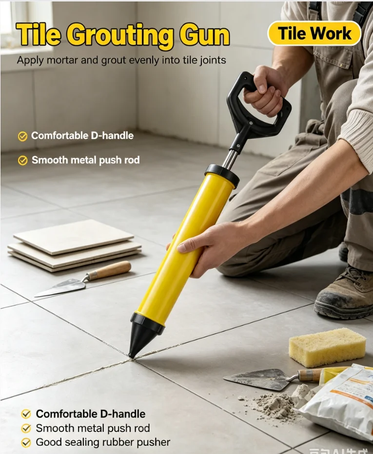 Grouting Gun With 4 Nozzles Grouting Mortar Sprayer Applicator Cement Lime Pump Caulking Gun Grout Filling Tools