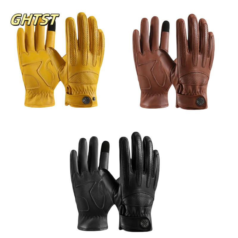 High Quality Classic Deerskin Real Wool Gloves Boys Genuine Leather Gloves Man Sheepskin Driving Riding Guantes