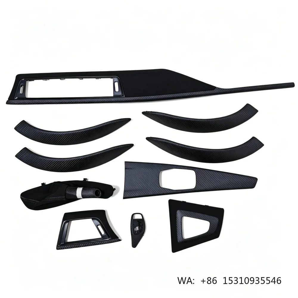 Matte Black 10pcs Carbon Fiber Decorative Cover Interior Trim Kit for BMW 3 4 Series 3GT F30 F31 F32 F33 F34 F35 F36 F80