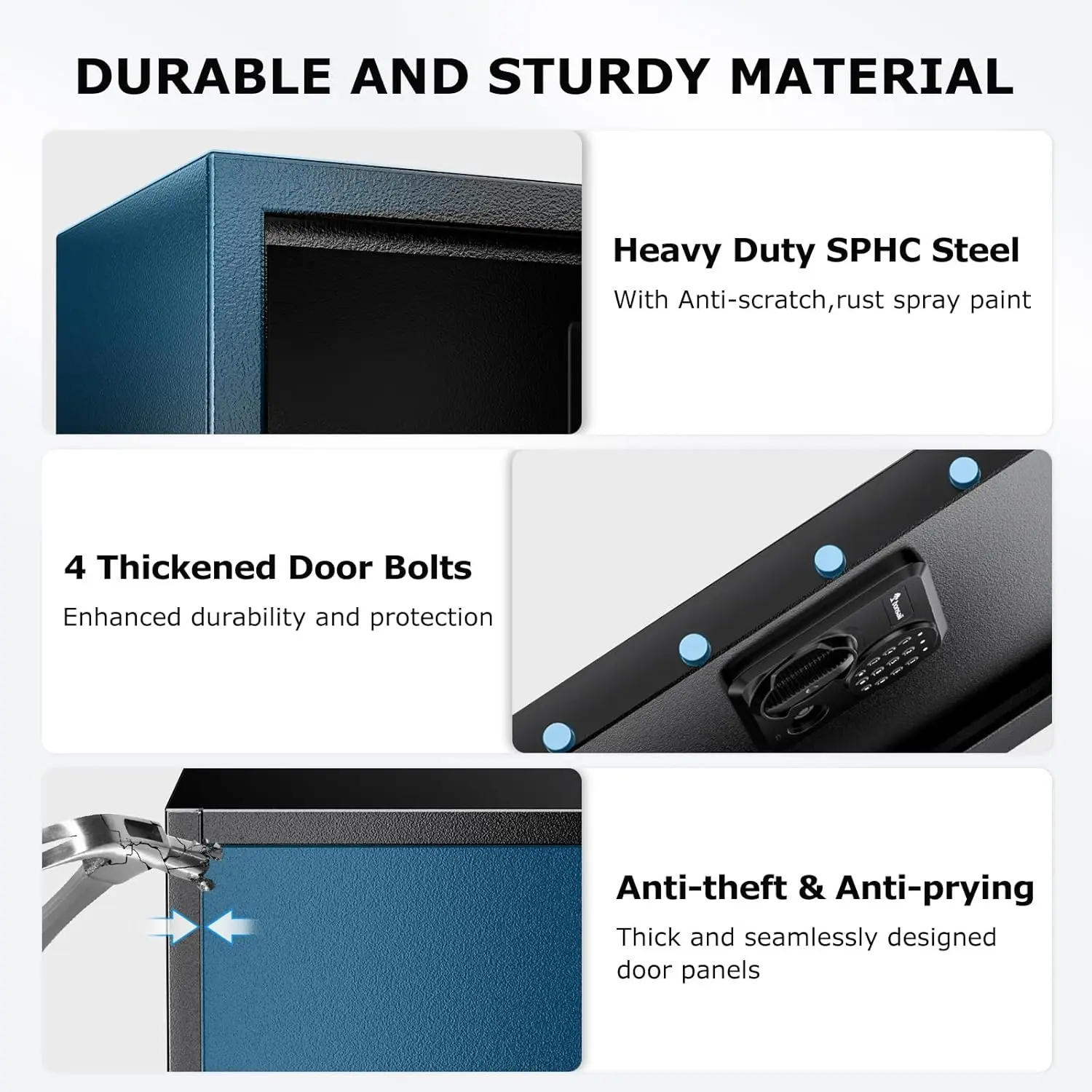 1.8 Cubic Feet Security Home Safe with Digital Keypad & Fireproof Bag, Fire-Resistant Security Box for Jewelry, Cash, Guns | Fir