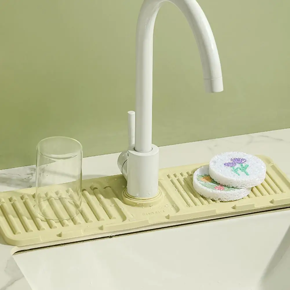 Foldable Sink Drying Mat Multi-functional Kitchen Sink Faucet Splash Guard Silicone Drain Drying Mat Dish for Home for Kitchen