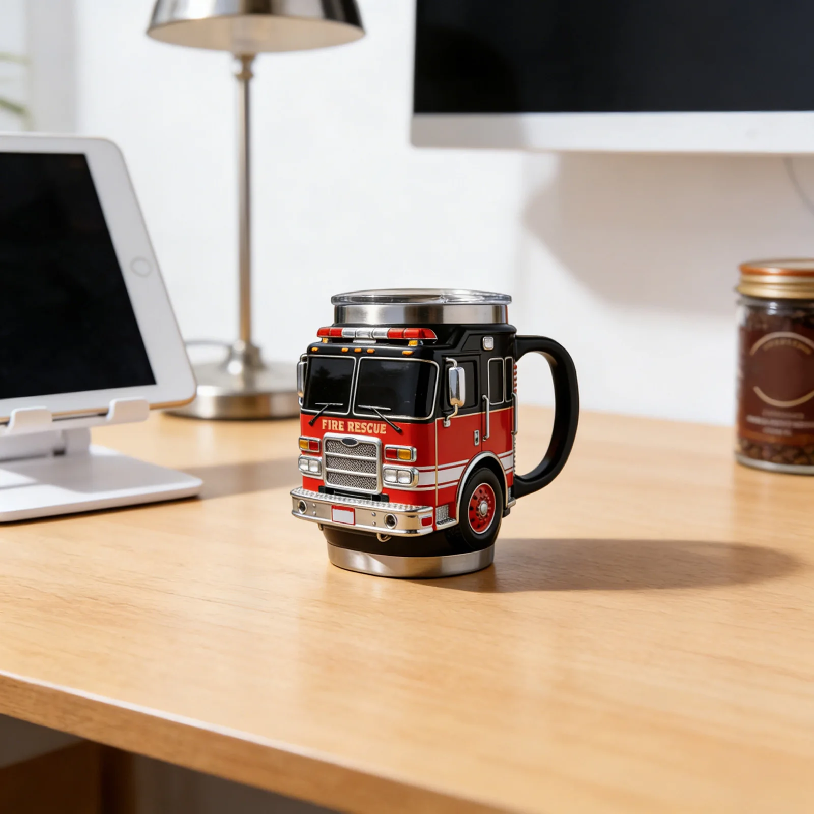

Кружка для кофе в виде пожарной машины ручной работы, забавная чашка, украшение для кухни и рабочего стола, уникальный подарок