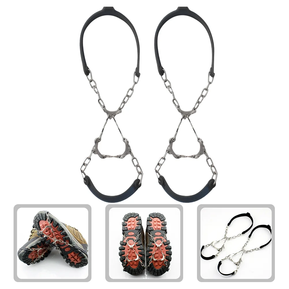 2 Pcs Boot Ice Cleats Hiking Shoe Chains Cover Crampons for Shoes and Boots Snow