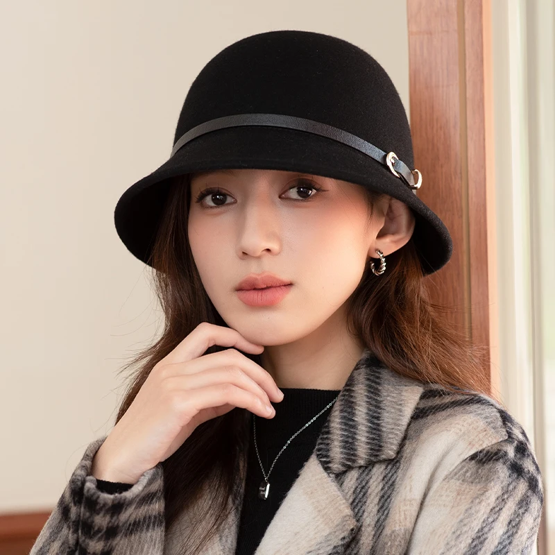 Autumn and winter hats, children's new elegant and versatile bucket hats, women's warm woolen hats, Japanese fisherman hats, wo