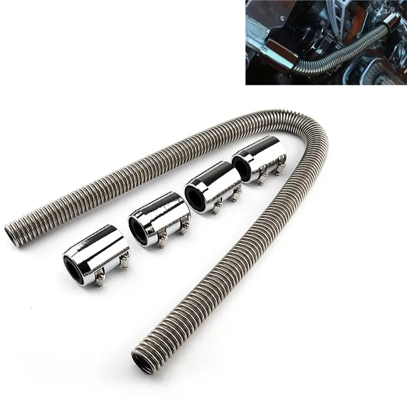 

Инновационный хромированный зажим-фиксатор и комплект шлангов для радиатора из нержавеющей стали 48 дюймов для охлаждения двигателя автомобиля, универсальный