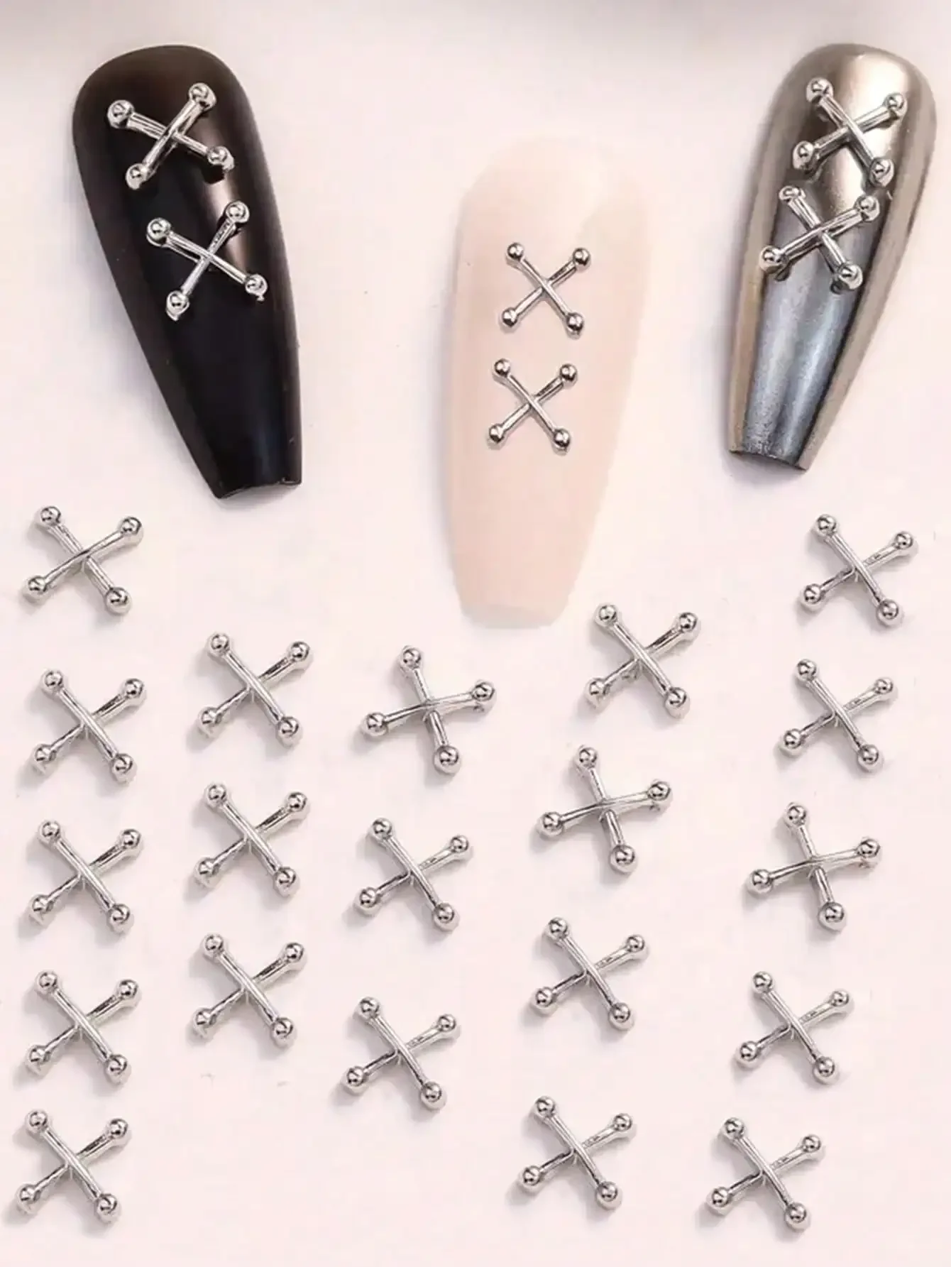 

20Pcs Nail Charms, Gothic Punk Alloy 3D Metal Nail Art Cabochons For Diy Nail Designs Accessories Nail Supplies Nails Nail Gems