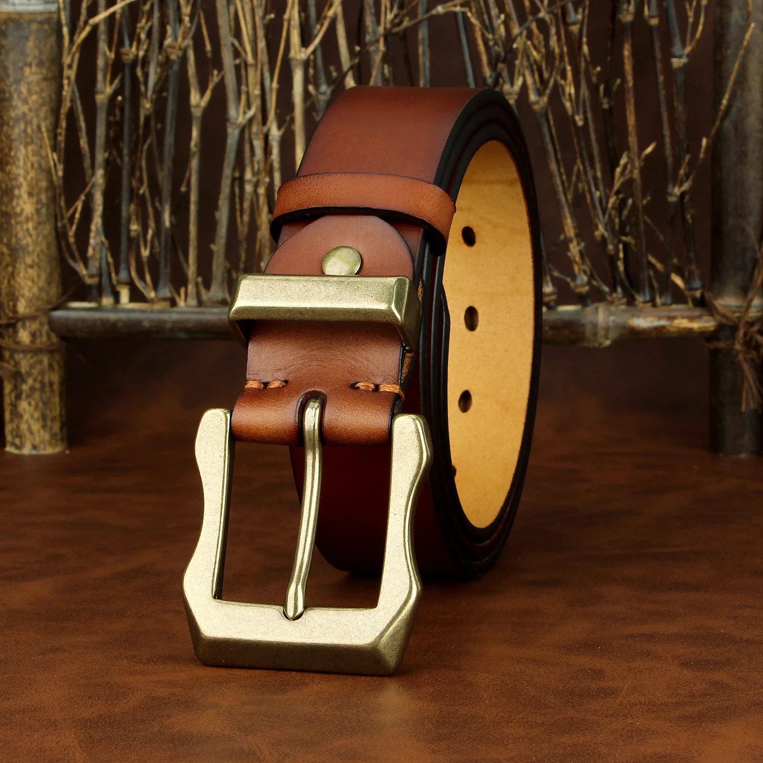 

3.8cm Thickened Top Layer Cowhide Belt for Men Genuine Leather Pin Buckle Jeans Belt Solid Copper Buckle Cinturones Hombre