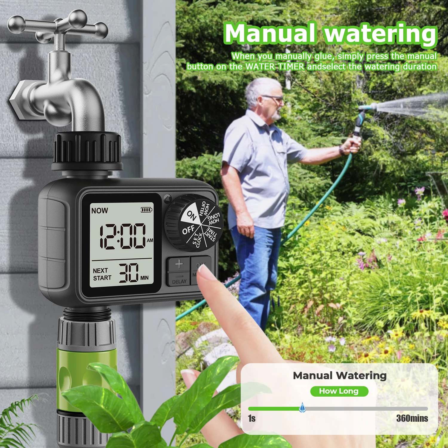 Eshico HCT-M02 Digital Water Timer Automatic Sprinkler Knob Set Garden Watering Tool Easy to Set and Use Saving Water & Time