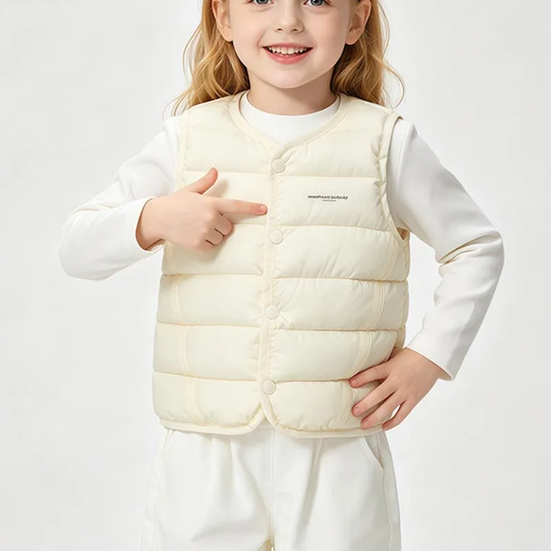 Kinder Herbst Winter Jungen Einfarbige Baumwollweste zum Schichten Mädchen Kinder Warme Thermoweste Baby Freizeitkleidung Ärmellose Jacke – Detail 21
